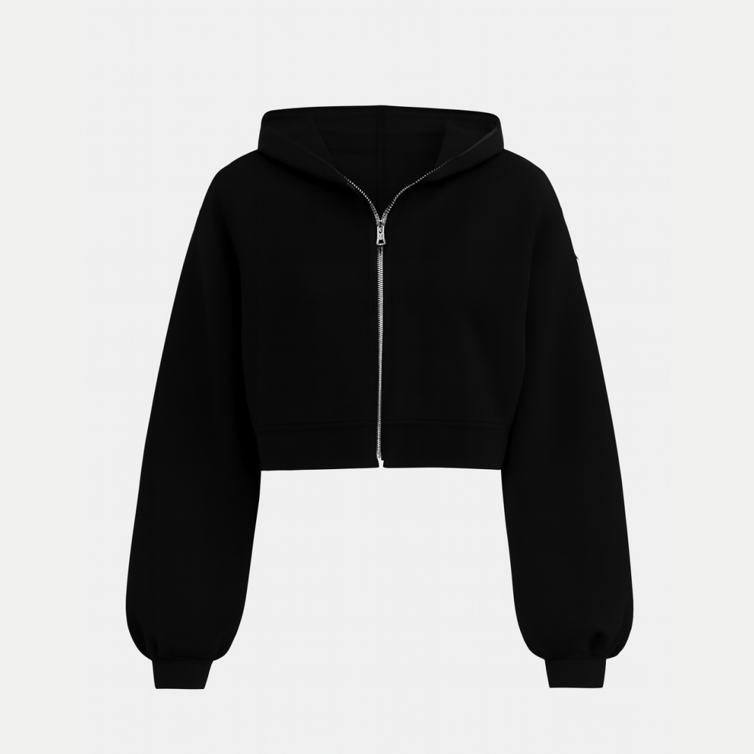ELVA | Zip Hoodie Cropped – Damen Kapuzenjacke mit Reißverschluss