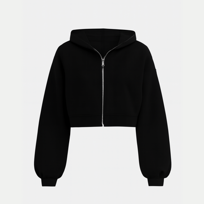 ELVA | Zip Hoodie Cropped – Damen Kapuzenjacke mit Reißverschluss