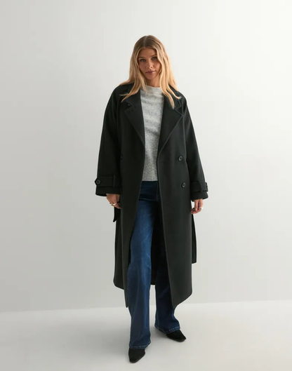 ELVA | Trenchcoat Damen – Klassischer Mantel mit Bindegürtel