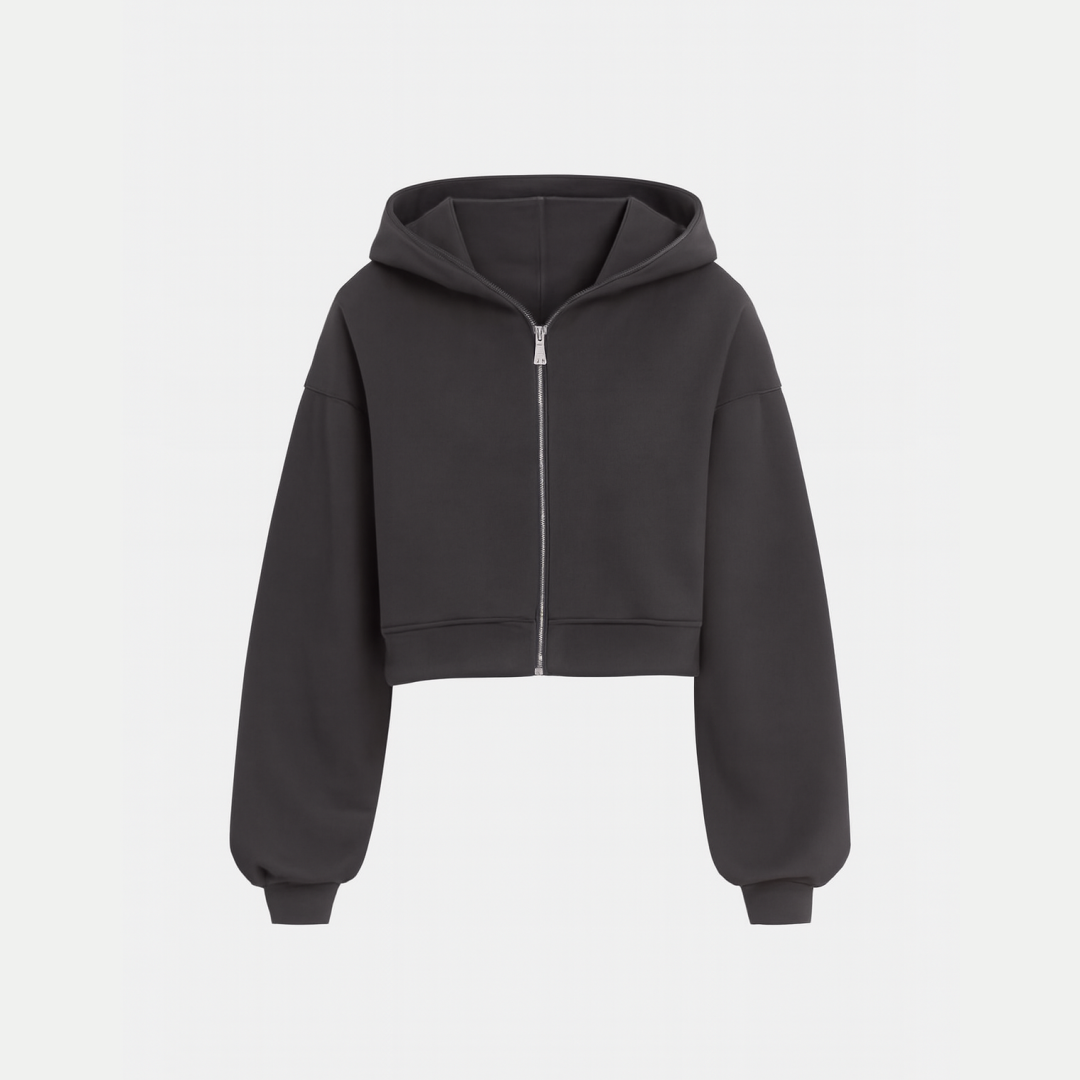 ELVA | Zip Hoodie Cropped – Damen Kapuzenjacke mit Reißverschluss