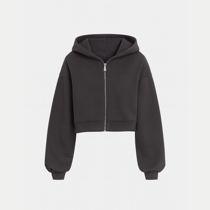 ELVA | Zip Hoodie Cropped – Damen Kapuzenjacke mit Reißverschluss