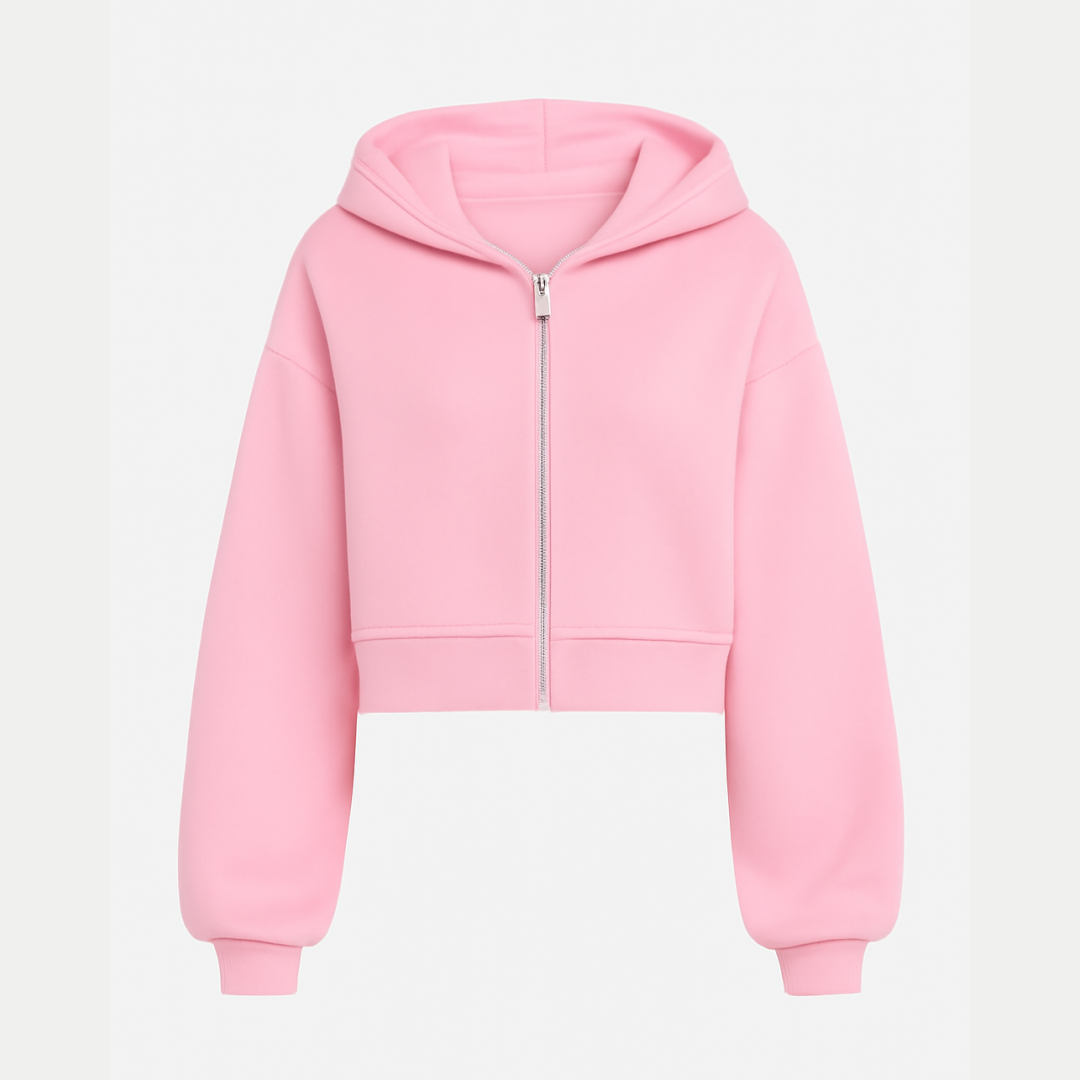 ELVA | Zip Hoodie Cropped – Damen Kapuzenjacke mit Reißverschluss