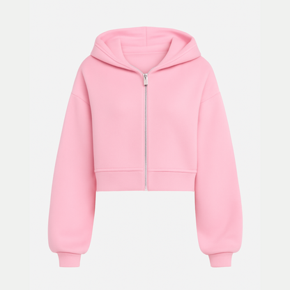 ELVA | Zip Hoodie Cropped – Damen Kapuzenjacke mit Reißverschluss