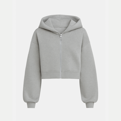 ELVA | Zip Hoodie Cropped – Damen Kapuzenjacke mit Reißverschluss