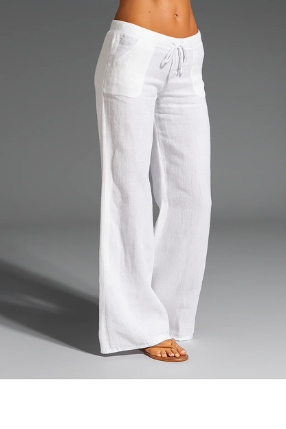 ELVA | Leinenhose Damen – Weite Sommerhose mit Kordelzug