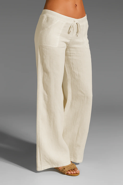 ELVA | Leinenhose Damen – Weite Sommerhose mit Kordelzug