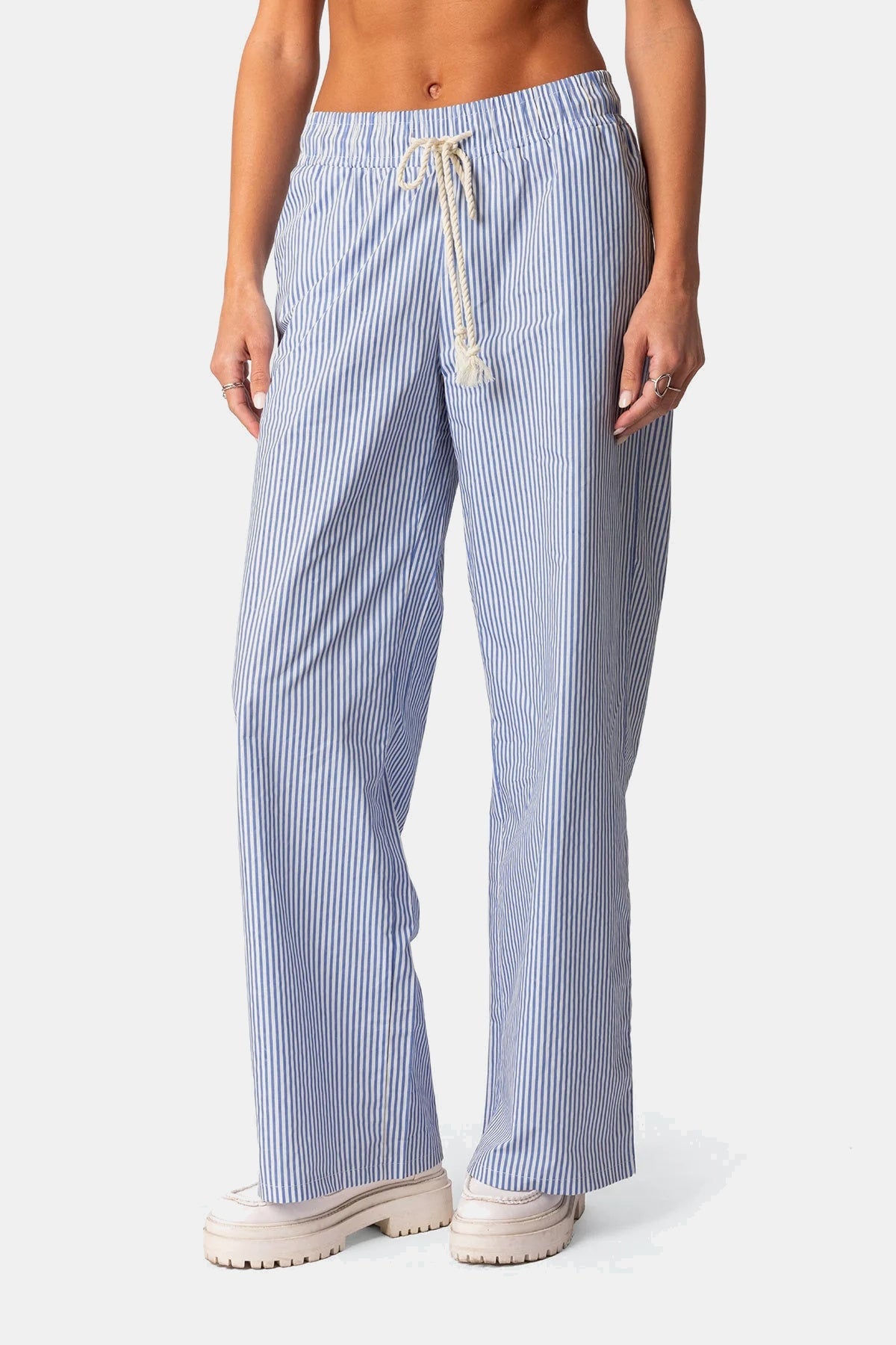 ELVA | Pinstripe Hose Damen – Weite Sommerhose mit Bindekordel